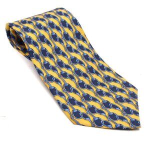 Fumagalli's Silk Tie Spain Vibrant Abstract Pattern Yellow Blue Summer Party